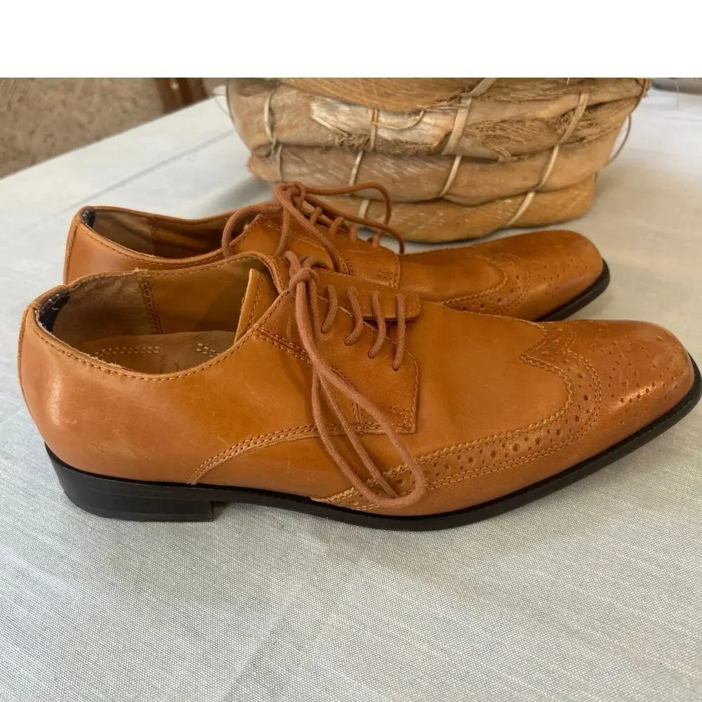 Vionic Men's Harrison Toffee/Tan Leather Wingtip Oxford Dress Shoes SZ 7